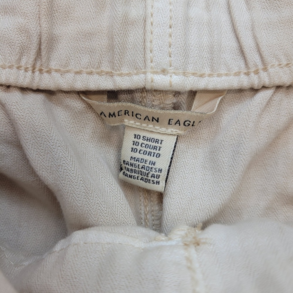 American Eagle Cargo Joggers Womens 10 Short Tan Paperbag Waist Lyocell Utility - Picture 6 of 10